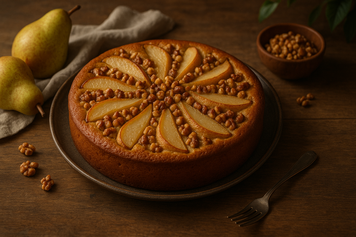 Пирог с грушами и орехами: уютный десерт для тёплых вечеров