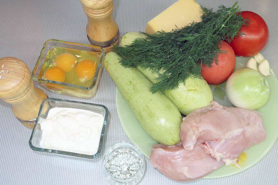 Запеканка из кабачков с курицей