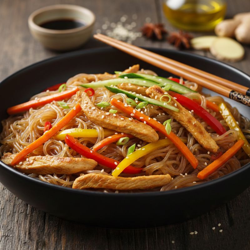 Фунчоза с курицей и овощами: Азия у вас на кухне за 25 минут